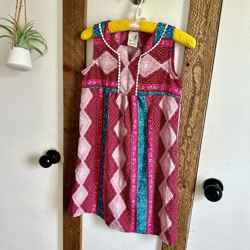 Lily Bleu Boutique Boho Sleeveless Mixed Media Tassel Girls 12 Dress - Picture 6 of 15